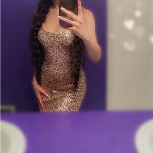 Twilight Sequin Mini Dress - Champagne